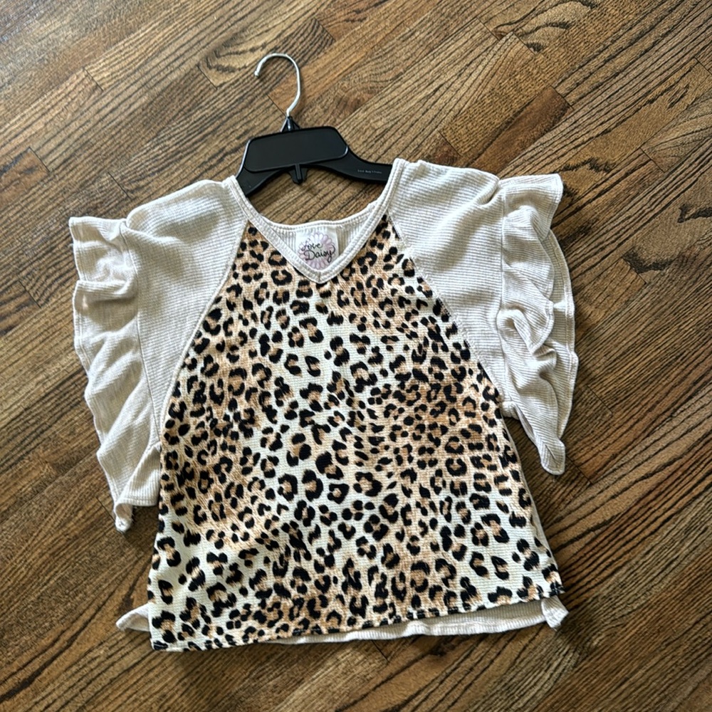 Ruffle Sleeve Top - Cheetah Print Top Junior XS